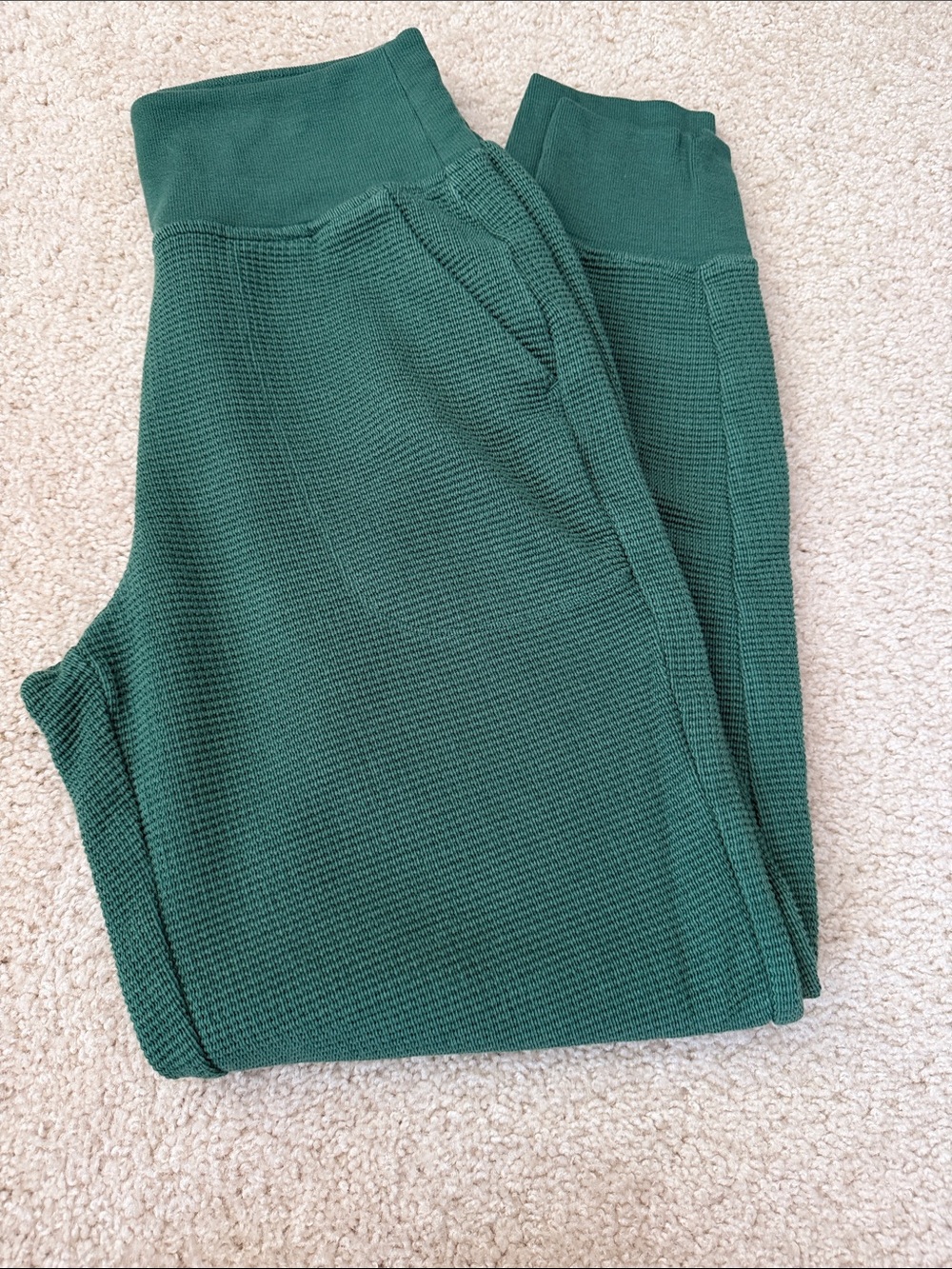 Athleta Forest Green Waffle Knit Jogger Pants Sz ST